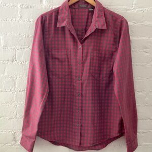 Toad&Co Womens Long Sleeve Button Front Flannel Shirt Red Gray Plaid Print Sz M